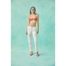 Taras Cutwork Embroidered Pant - Ivory
