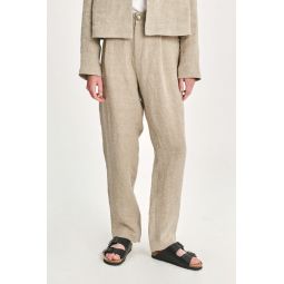 Italian Linen Crepe Trousers - Beige
