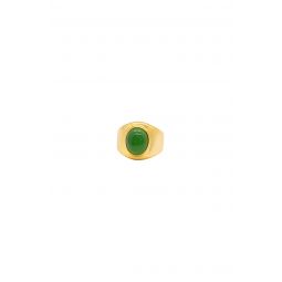 Seree Dome Chalcedony Signet Ring - Green