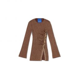 Gaia Lurex Ribbed Knit Sweater - Rock Brown