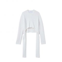 Ribbed Cotton Wrap Sweater - Off White