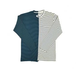 Two Toned Striped T Shirt - Off White/Poison Green