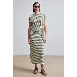 Vanina Dress - Cream/Olive Stripe