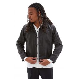 Cropped Leather Jacket - Black