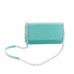 Four Stitches Leather Wallet on Chain - Green