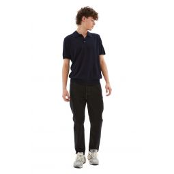 Mens Knitted Polo T shirt - Navy