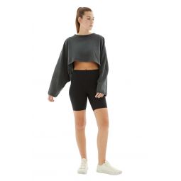 Slouchy Crop Long Sleeve - Washed Black