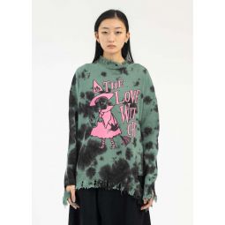 GREEN DESTROY KNIT THE LOVE WITCH PRINT PULLOVER - Green