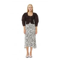Viscose Long Twill Skirt - Egret Print