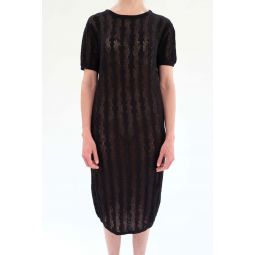 Bead Curtain Lace T-Shirt Dress - Black