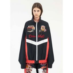 A I PATCHES EMBRIDERY TRACK JACKET - BLACK/RED