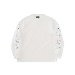 Unisex Knitted Koborebi Sleeve Print Shirt - White