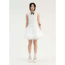 Puffy Sleeveless Dress - White