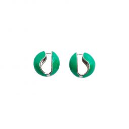 Lacquered Logo Earrings - Green