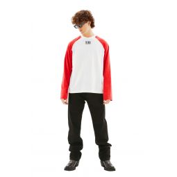 Barcode Raglan Long Sleeve T-shirt - White/Red