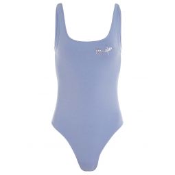 Fitted Cotton Bodysuit - Silver Blue