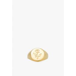 Rose Signet Ring - 14k Gold Plated