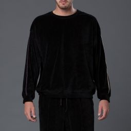 Braided Velour Crewneck Sweatshirt - Black