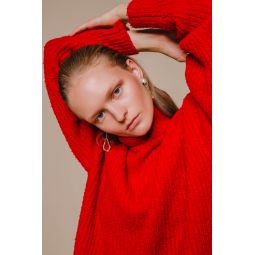 Funnel Neck Pullover Sweater - red