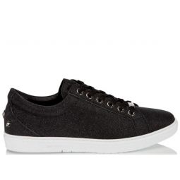 Cash Fine Glitter Leather Low Top Trainers - Black