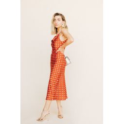 Eleanor Cowl Dress - Red Polka