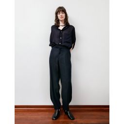 by Yohji Yamamoto Rounded Hem Linen Trousers - Navy