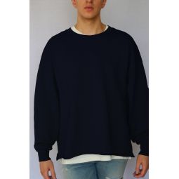 Oversized Raw Edge Sweatshirt - Navy Blue