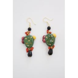 Italian Hand Painted Ceramic Earrings - Cactus