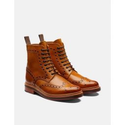 Fred Brogue Leather Boot - Tan