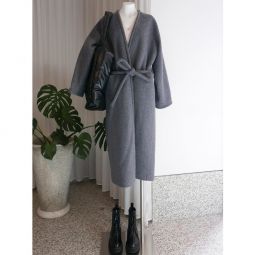 Wool Wrap Coat - Medium Grey