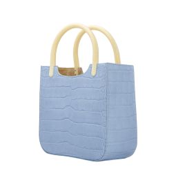 Eric Croco Embossed Leather Bag - Sky Blue