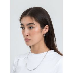 Single Earring With White Jade - Silver