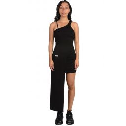 Asymmetric Hem Midi Dress - black