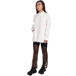 Layered Hollowed-Out Tailored Shirt - WHITE