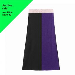 Colour Block Knit Skirt - Black/Purple