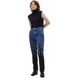 Flame print straight-leg Jeans - Blue