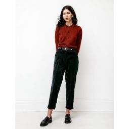 Tapered Flat Front Trouser - 8 Wale Corduroy Black