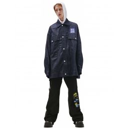logo denim shirt jacket - Navy blue