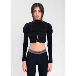 Layered Cropped Sweater - Black
