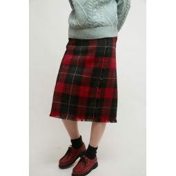 Harris Tweed Fringe Skirt - Red