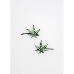 Crystal Leaf Hairpin - Green