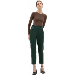 High-Waisted Trousers - Green