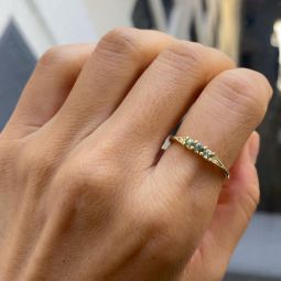 3 Green Sapphire Deco Ring