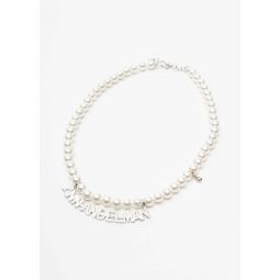 Logo Necklace - White Pearl/Silver