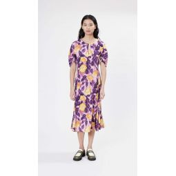 Midi Dress with Kimono Sleeves - Crocus