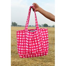 Small tote - Hot Pink Gingham