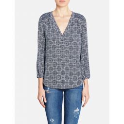 Axel Printed 3/4 Blouse - blue