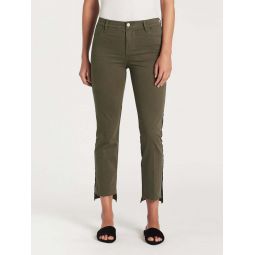 Le High Straight Raw Stagger Tuxedo Tape Jean - Army Green