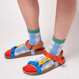 Woman Colour Block Velcro Strap Sandals - Multicolour
