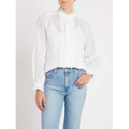 Scallop Button Down Shirt - Blanc